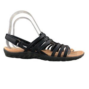 BOC Women's Size 7M Melva Black Faux Leather Open Toe Strappy Slingback Sandals